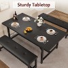 63" Extendable Dining Set for 4-6, w/ 2 Upholstered Benches, Metal Frame Table for Apartment, Retro Black - 2 of 4
