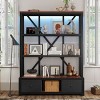 Industrial Bookshelf with Drawers and LED for Home Office Display, 51.18"W x 15.75"D x 66.93"H -Cuddlewood - 3 of 4