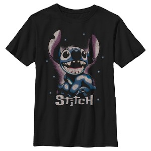 Boy's Lilo & Stitch Distressed Airbrushed Stitch Portrait T-Shirt - 1 of 4