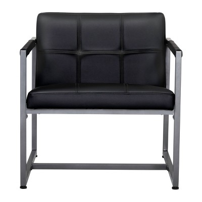 Camber Modern Black Leather Accent Chair with Metal Frame