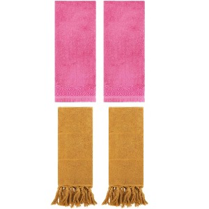 REGALWOVEN 4 Packs Cotton Absorbent Soft Turkish Hand Towels with tassel for Bathroom - 1 of 4
