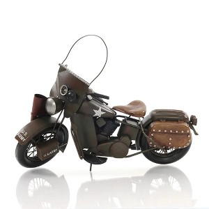 Old Modern Handicrafts 1:12 Scale 1942 WLA Military Motorcycle Model – Handcrafted Iron Army Replica - 1 of 4