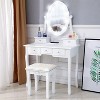 TiramisuBest Vanity Desk and Stool Set, Vanity Mirror with Lights and Table Set, Small Vanity Table with Milk White for Dressers - 2 of 4