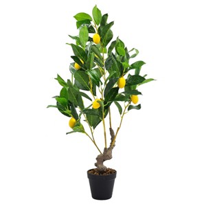 GlasFlength Artificial Plants Artificial Rubber Tree Artificial Lemon Tree Faux Plants for Indoor Home Decoration, Green, 12"*12"*31.5" - 1 of 4