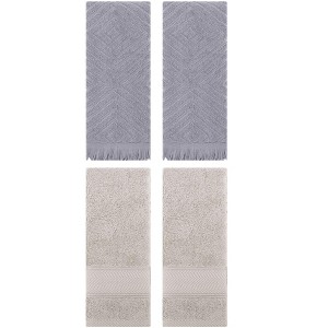 REGALWOVEN 4 Pcs Bathroom Decorative Cotton Soft Absorbent Sold Striped Hand Towel - 1 of 4