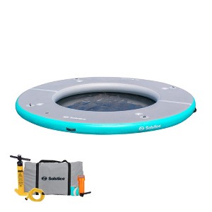 Solstice 10 Foot Inflatable 7 to 10 Person Circular Mesh Dock Floating Island Platform w/ Removeable Center, Cup Holders, Handles, Carry Bag, and Pump - 1 of 4