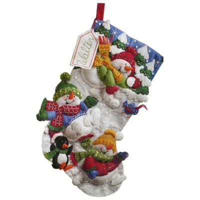 Copperton Lane: Bucilla Child's Felt Christmas Stocking Kit Snowman  Animals, Kits, Supplies, Materials, 15249