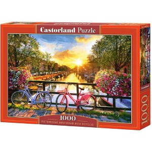 1000 Piece Jigsaw Puzzle, Picturesque Amsterdam with Bicycles, European puzzle, Adult Puzzle, Castorland C-104536-2 - 1 of 4