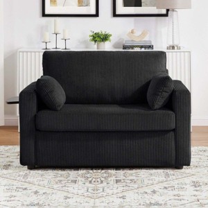 47.2" Twin Size Corduroy Sleeper Sofa with Foldable Mattress, Multi-Function Pull Out Sofa Bed for Guest Room or Small Apartment–The Pop Home - 1 of 4
