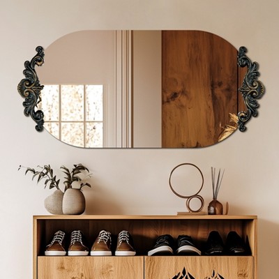 ARTLOGE 31/39/47in Oval Antique Wall Mirror w/ Embossed on Top Decorative Accent Mirror for Wall Decor
