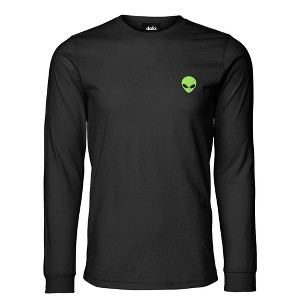 Dalix Alien Embroidered Cotton Classic Fit Long Sleeve Crewneck Tee Shirt Mens - 1 of 4