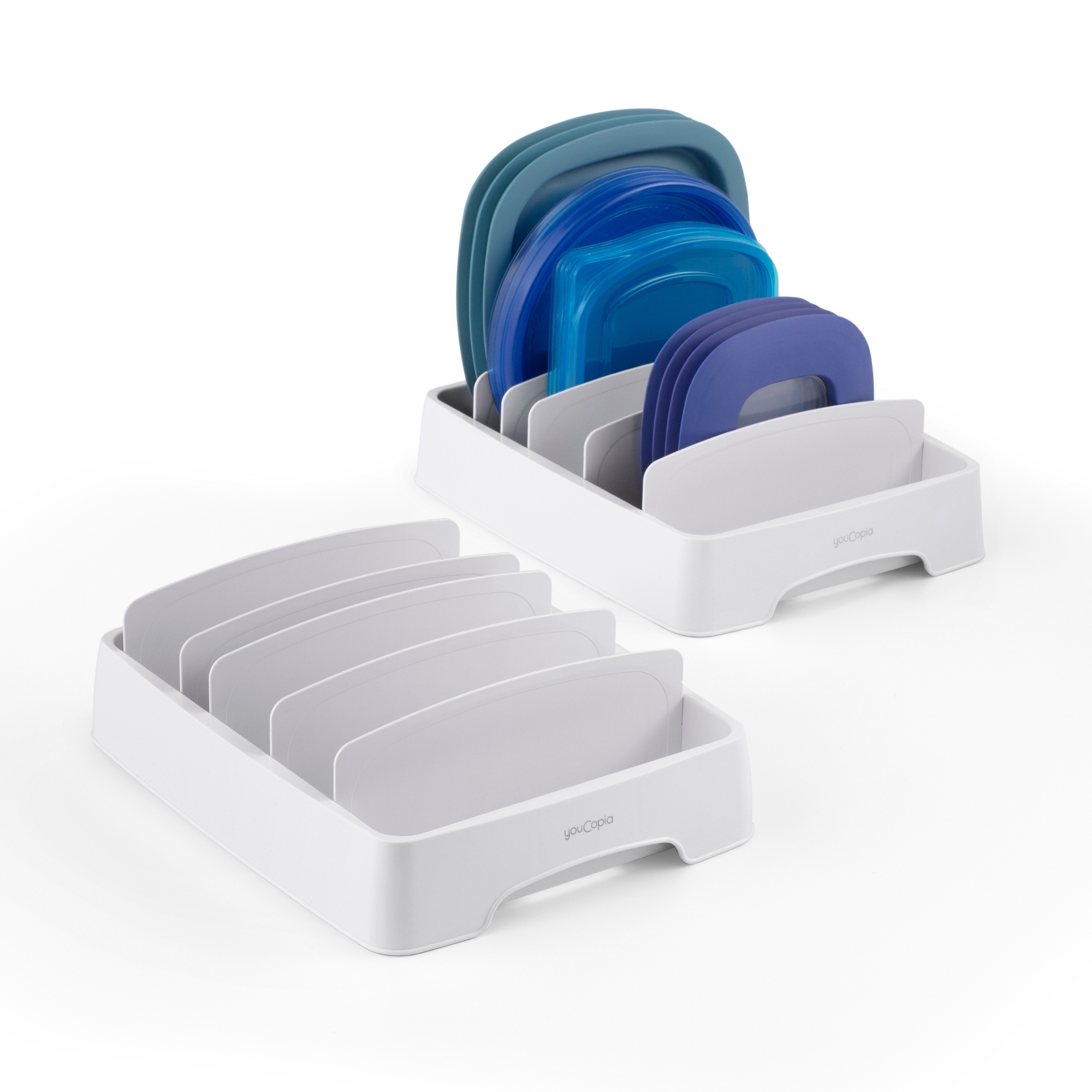 YouCopia 2pk Small Plastic StoraLid Container Lid Organizer - White: Kitchen Drawer & Pot Lid Storage Organizer