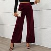 Women's Pants High Waisted Velvet Wide Leg Trousers - 2 of 4