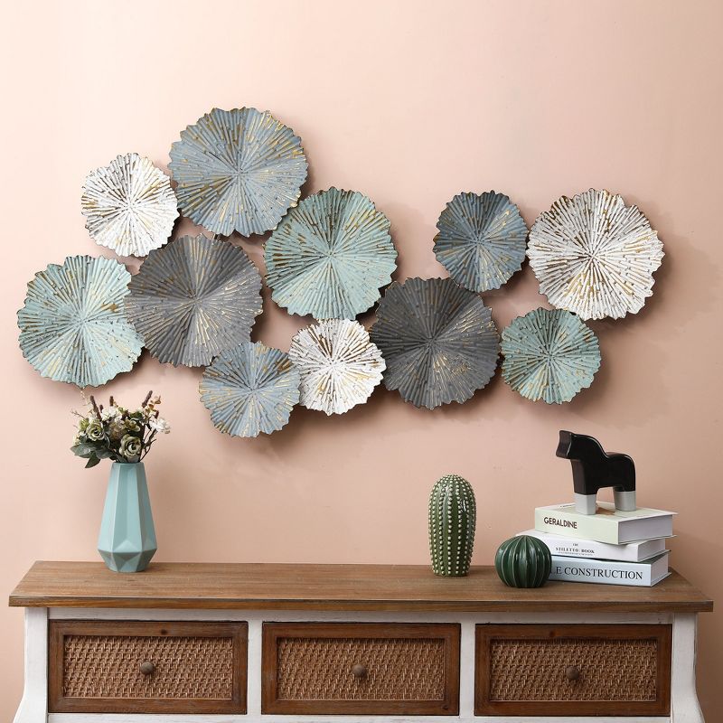 LuxenHome 48-Inch Multi-Color Metal Flowers Modern Wall Decor Gray, 2 of 9