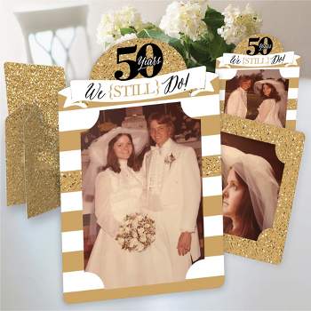 Big Dot of Happiness We Still Do - 50th Wedding Anniversary - Anniversary Party 4x6 Picture Display - Paper Photo Frames - Set of 12
