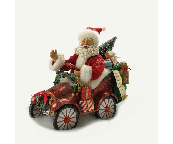 Northlight 10" Musical Santa Driving Car Christmas op Decoration