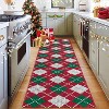 GustoWave Christmas Holiday Plaid Throw Area Rugs, Non Slip Machine Washable, Green+Red - 2 of 4