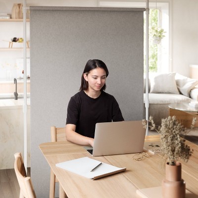 White Adjustable Tension Curtain Rod and Room Divider