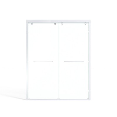 Cesicia 60x76 inches Matte Black Double Sliding Shower Door