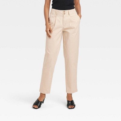 Women's High-Rise Pleat Front Tapered Chino Pants - A New Day