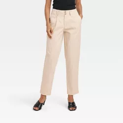 Women's High-Rise Pleat Front Tapered Chino Pants - A New Day™ Tan 18