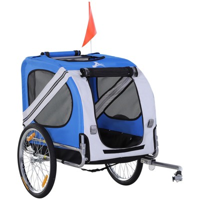 VisioGear Dog Bike Stroller, Pet Cart Bicycle with 3 Entrances, Wheels and Mesh Screen, Blue & White, 51.25"*28.75"*35.5"