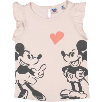 Disney Mickey and Minnie Classic Love Flutter Sleeve Girls' Toddler Shirt