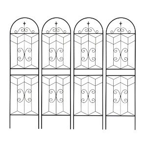 Lirago Black 4 pieces Weatherproof Multi-functional Outdoor Screen-Laser-Cut Galvanized Steel Panel 70.86"Hx19.68"Wx0.51"D - 1 of 4