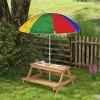 Qaba Kids Picnic Table, Wooden Outdoor Table & Bench Set with Removable Umbrella for Patio, Backyard, Mixed Color - 3 of 4