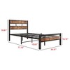 Twin Size Platform Bed Frame with Rustic Vintage Wood Headboard, Strong Metal Slats Support, No Box Spring Needed - 3 of 4