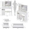 YONWAY 3 in 1 Vanity Desk with Mirror, 5 Drawers+Cushioned Stool Vanity Table Set, 2 AC+2 USB Power Station, Hair Dryer Stand, 3-color Switch - 3 of 4