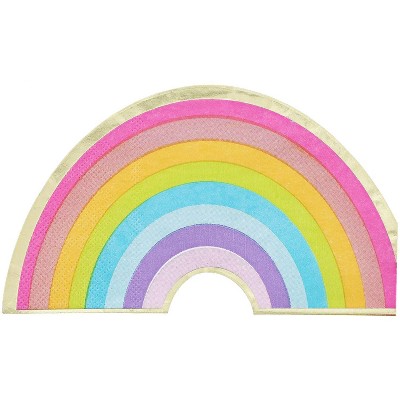 Blue Panda 50-Pack Rainbow Disposable Paper Napkins with Gold Foil Party Supplies 6x4"