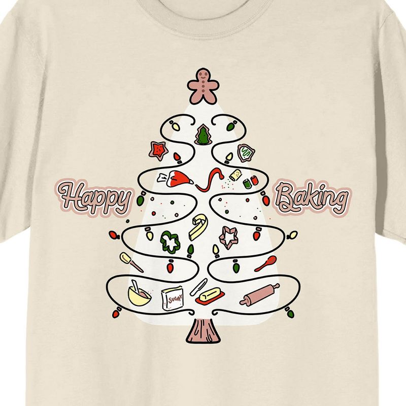 Christmas Shapes Happy Baking Crew Neck Short Sleeve Women's Natural T-shirt, 2 of 4