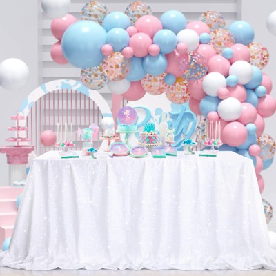 Wikineon Sequin Tablecloth White Wedding Table Decoration 90x90 Inch Sequin Overlays for Halloween Home Outdoor Wedding Christmas