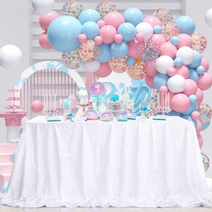Wikineon Sequin Tablecloth White Wedding Table Decoration 90x90 Inch Sequin Overlays for Halloween Home Outdoor Wedding Christmas - 1 of 4