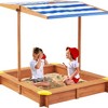 Whisen Kids Sandbox with Cover, 46" Wooden Sand Box w/Adjustable Canopy, Large Outdoor Cedar Sandpit - Reddish Brown - 2 of 4