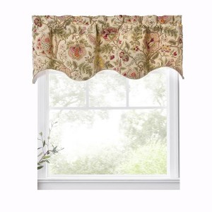 Ellis Curtain Regency Scallop Shaped 3" Rod Pocket Valances for Windows 50" x1 5" Antique - 1 of 4