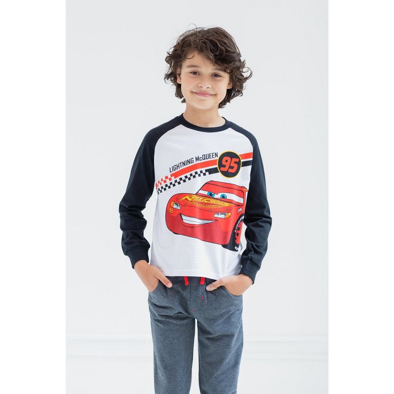 Disney Pixar Cars Lightning McQueen T-Shirt and Jogger French Terry Pants Toddler, 2 of 7