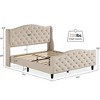 homfan Bed Frame, Linen Upholstered Bed Frame with Headboard Footboard, Modern Button Tufted and Rivets Decor, Wooden Slat Support, Noise Free - 2 of 4