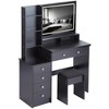 41" Large Size Left Bedside Cabinet Vanity Table+Cushioned Stool Dresser Set, 2 AC+2 USB Power Station, Hair Dryer Stand - 4 of 4