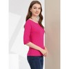 INSPIRE CHIC Women's Classic Solid Elbow Sleeves Round Neck Slim Fit T-Shirts - 4 of 4