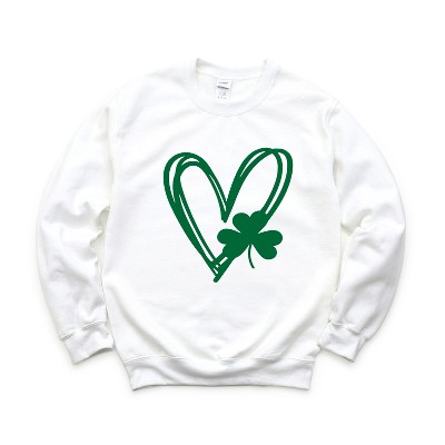 Simply Sage Market Women's Graphic Sweatshirt Hand Drawn Heart With Shamrock