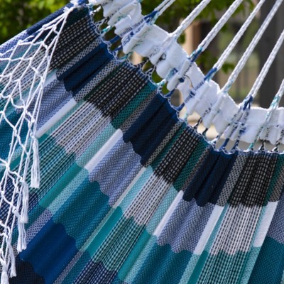 Marina Blue and White Cotton Double Hammock Bed