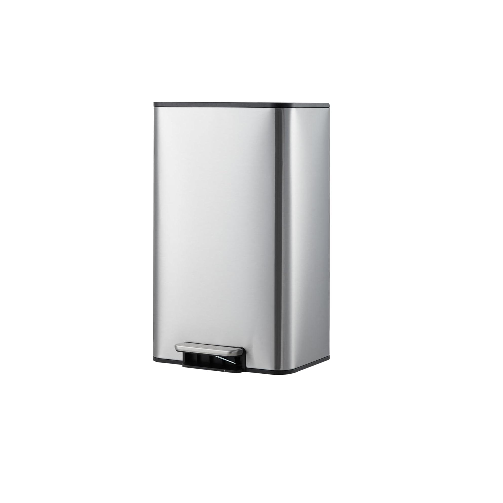 Stainless Steel Step Trash Can, 4 Gallon Quiet Soft-Close Lid Rectangular Garbage Bin with Foot Pedal & Removable Bucket, White