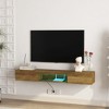 Floating TV Stand Wall Mounted, TV Console Table w/16 Color LEDs, 69" Modern TV Stand, TV Cabinet Entertainment Center for 55 60 65 Inch TV, Wood - 3 of 4
