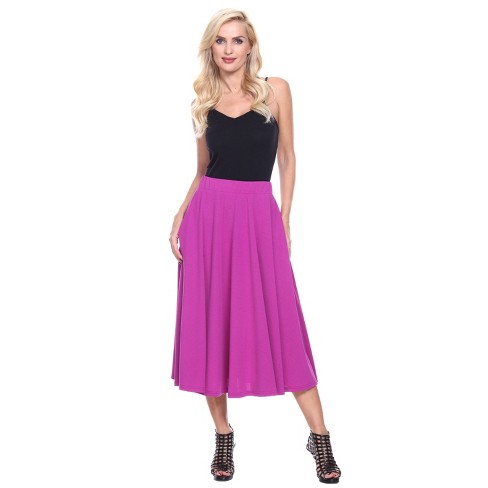 Women's Flared Midi Skirt With Pockets Purple Medium - White Mark : Target