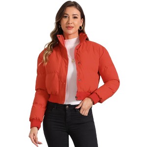 INSPIRE CHIC Women's Winter Outwear Baggy Padded Cropped Bomber Jacket - 1 of 4