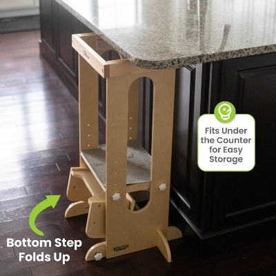 Natural Wooden Foldable Montessori Learning Tower for Toddlers