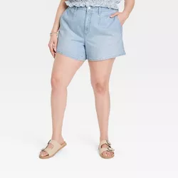 Women's Plus Size High-Rise A-Line Midi Jean Shorts - Universal Thread™ Light Blue 26W