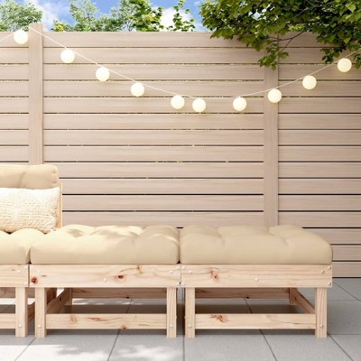 VidaXL Patio Footstools with Cushions 2pcs Solid Wood Pine